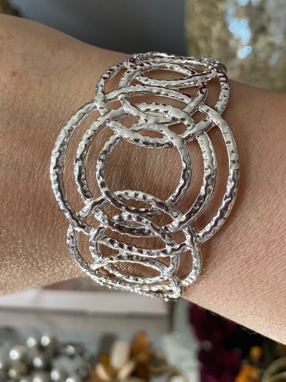 VINTAGE SILVER CIRCLES CUFF BRACELET